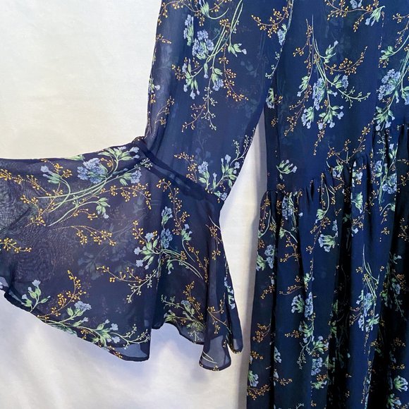 Laura Ashley Vintage Chiffon Drop Waist Dress with Botanical Print - Picture 7 of 11